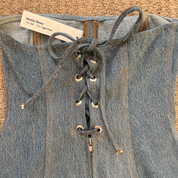 EB Denim Strapless Mini Dress -Light Wash - Picture 6 of 7